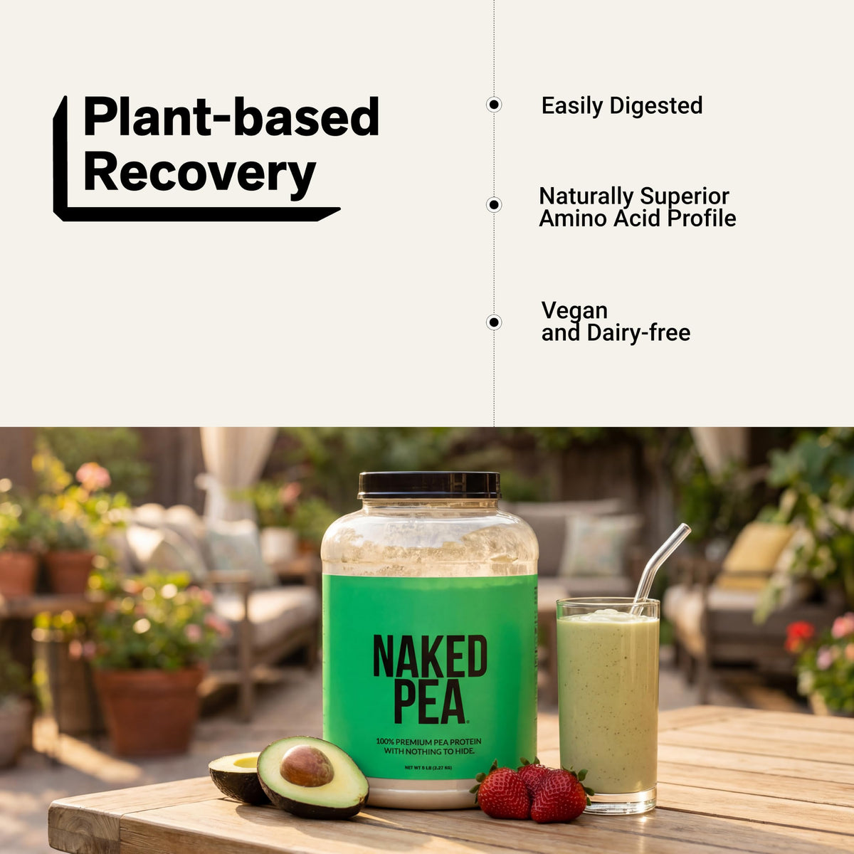 Unflavored Vegan Pea Protein Powder Isolate 5LB R432