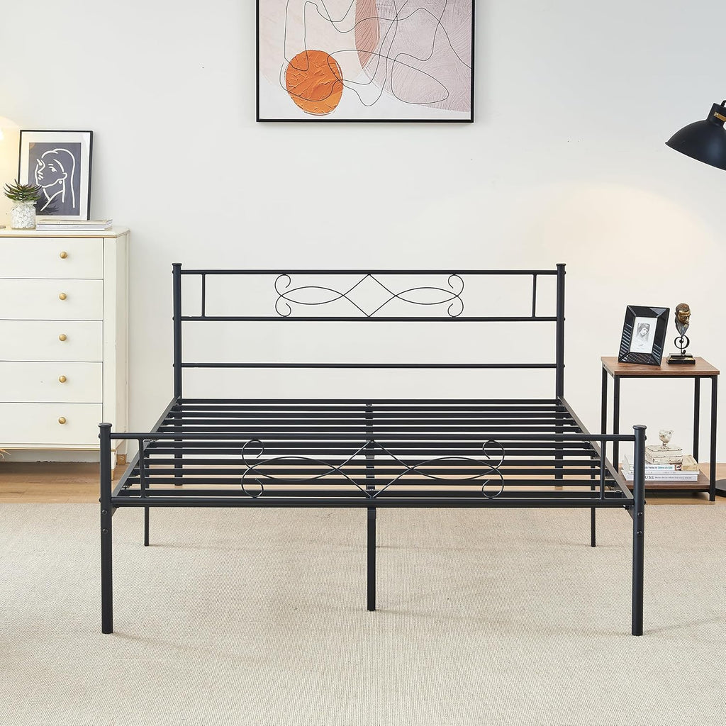 14" Full Size Metal Platform Bed Frame with Headboard N8414