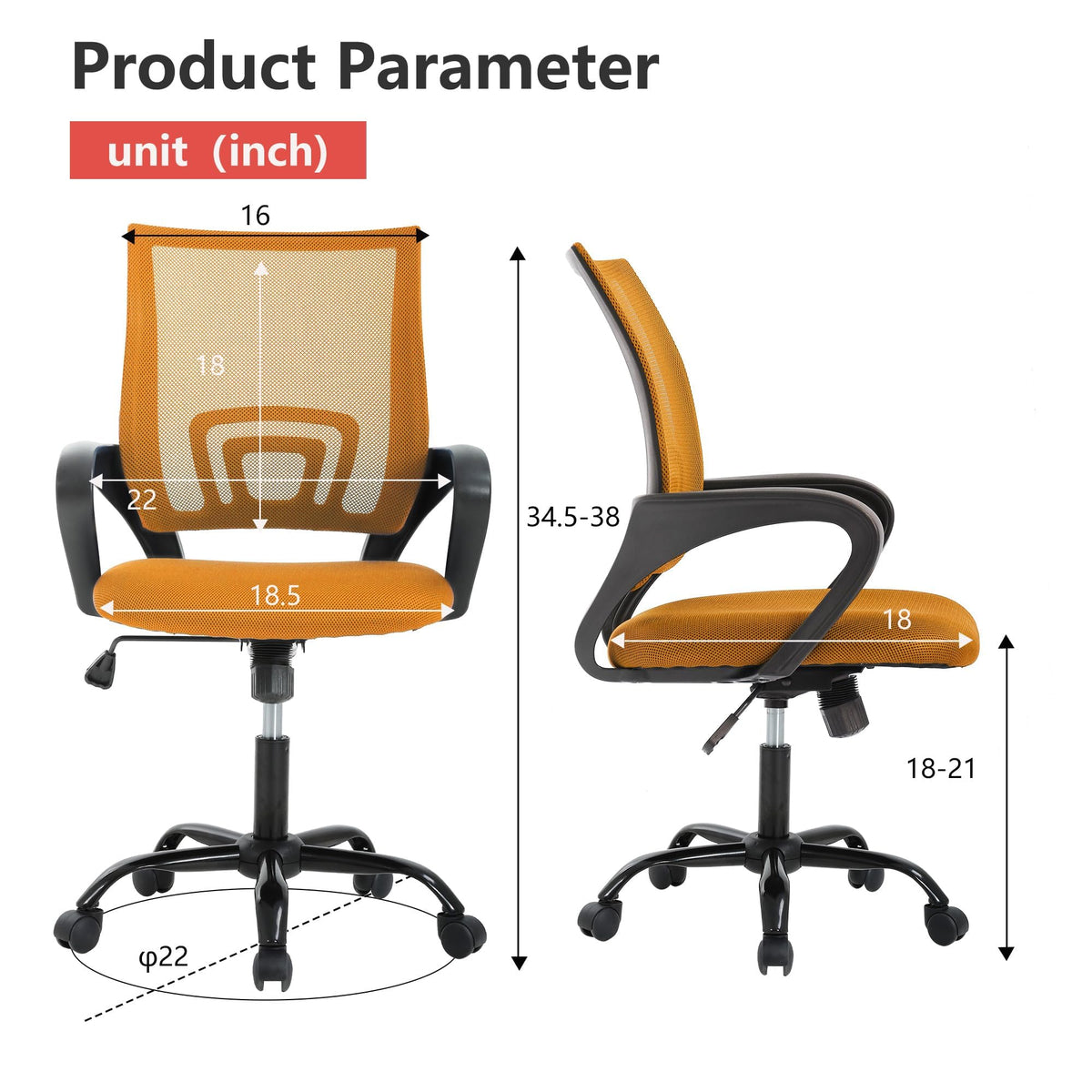 Orange Mesh Ergonomic Office Chair K559323