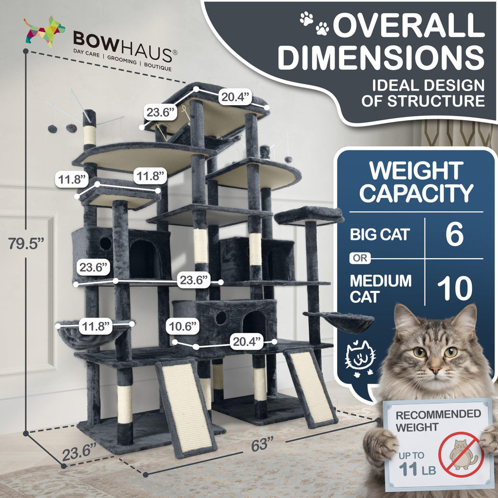 Extra Large 80-Inch Tall Cat Tree with Scratching Posts Q482