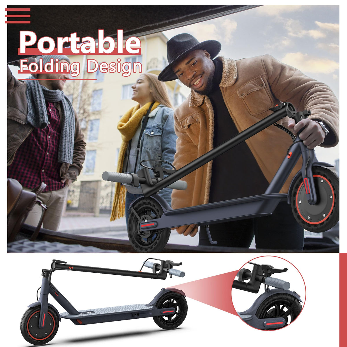 Electric Scooter with 350W/500W Motor, 19-20 MPH, Foldable C874952