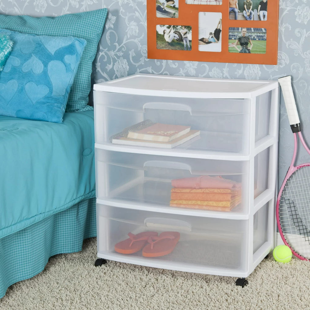 Plastic Storage Drawer Cart with 3 Clear Drawers J632037