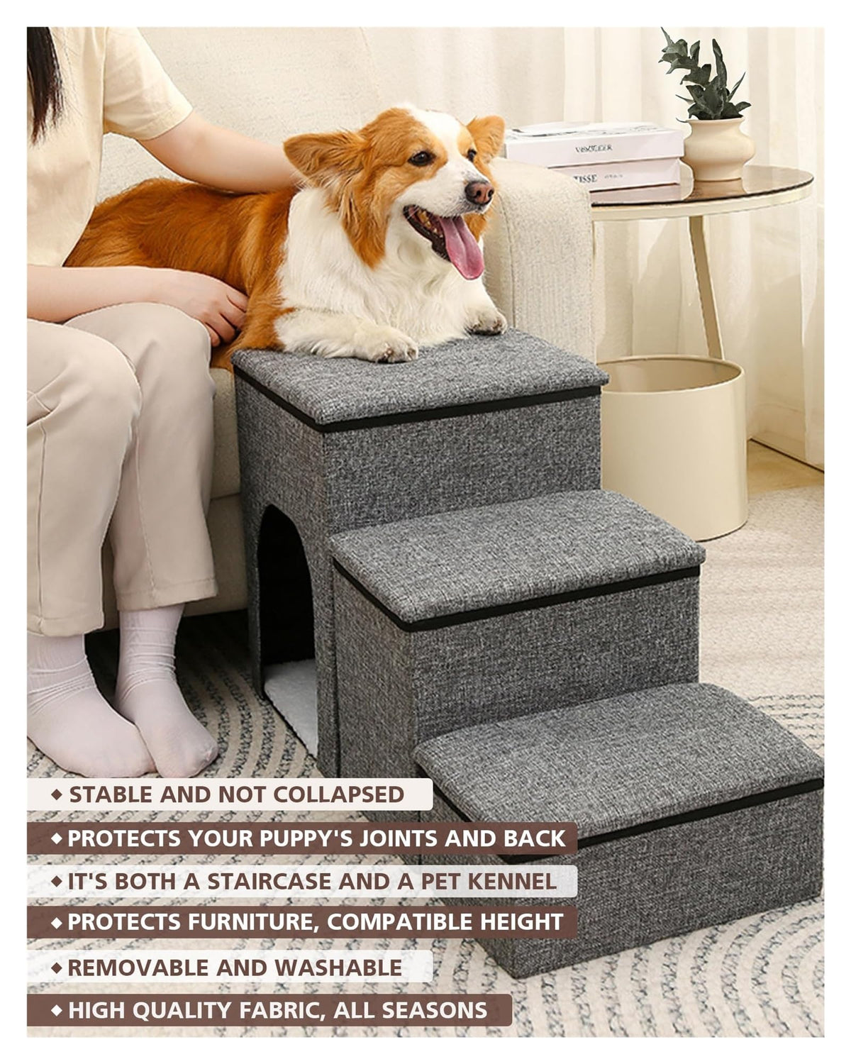 Folding Pet Stairs with Storage Box U426