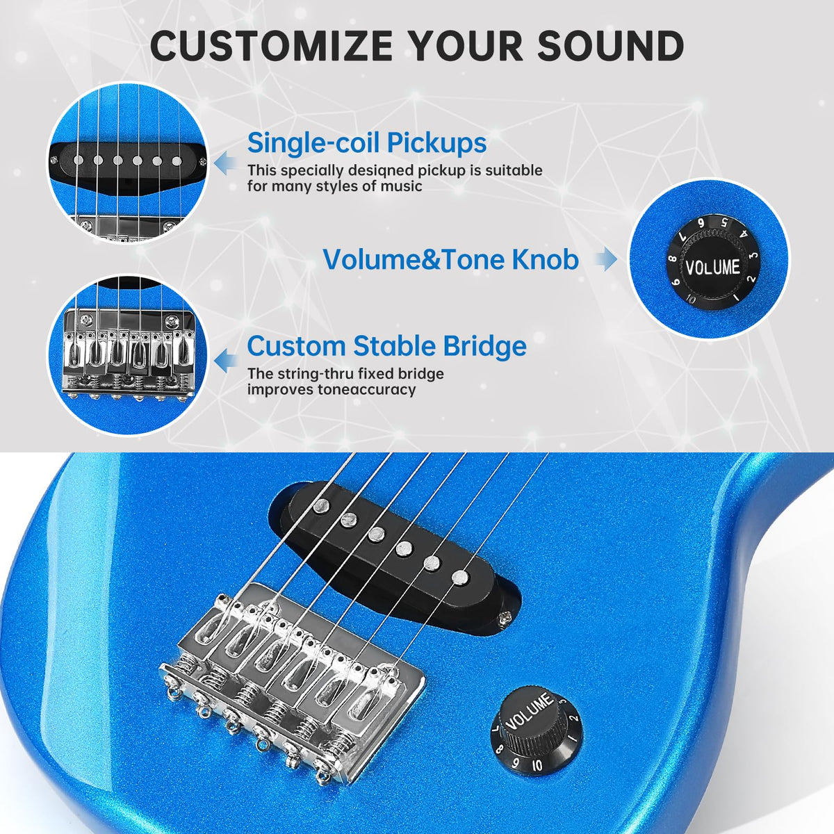 30 Inch Kids ST Style Mini Electric Guitar Beginner Kit with Amplifier U6991