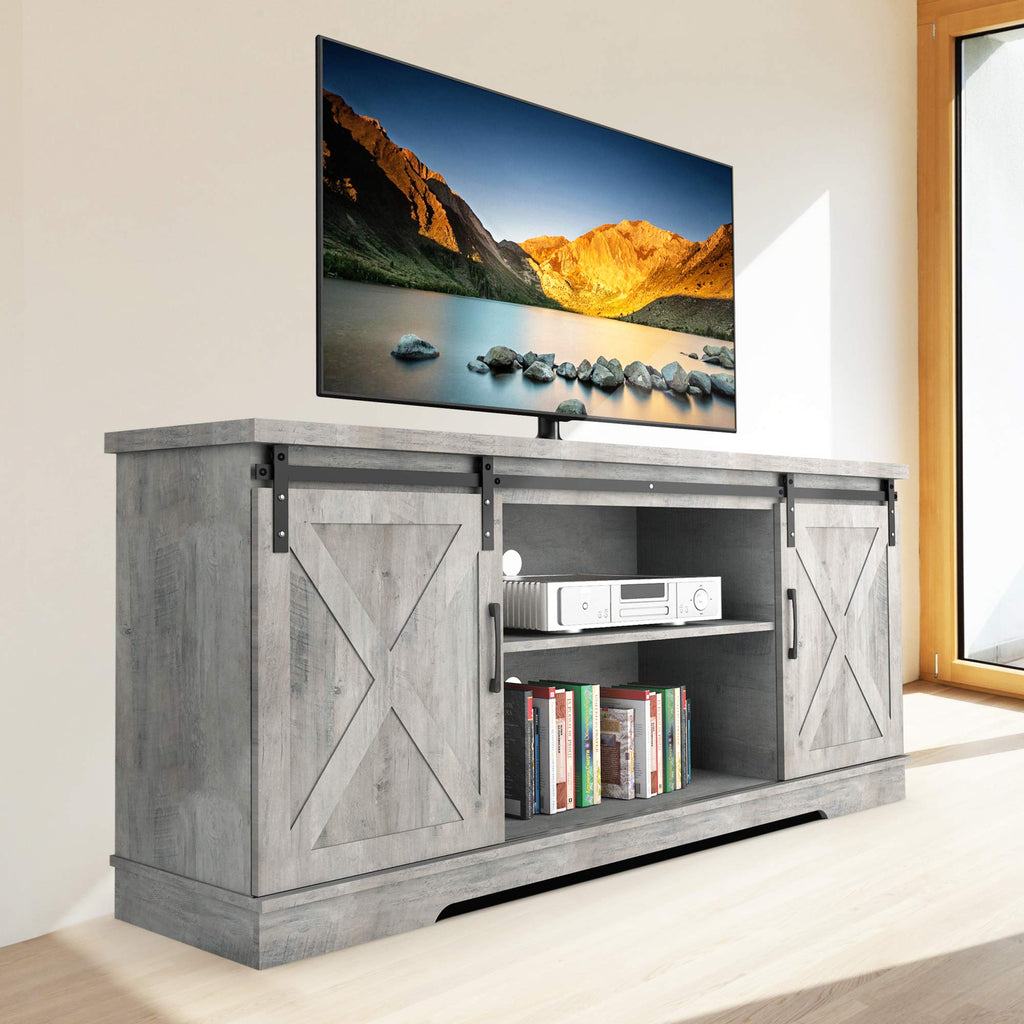 65 Inch Oak TV Stand with Storage Cabinet H53289