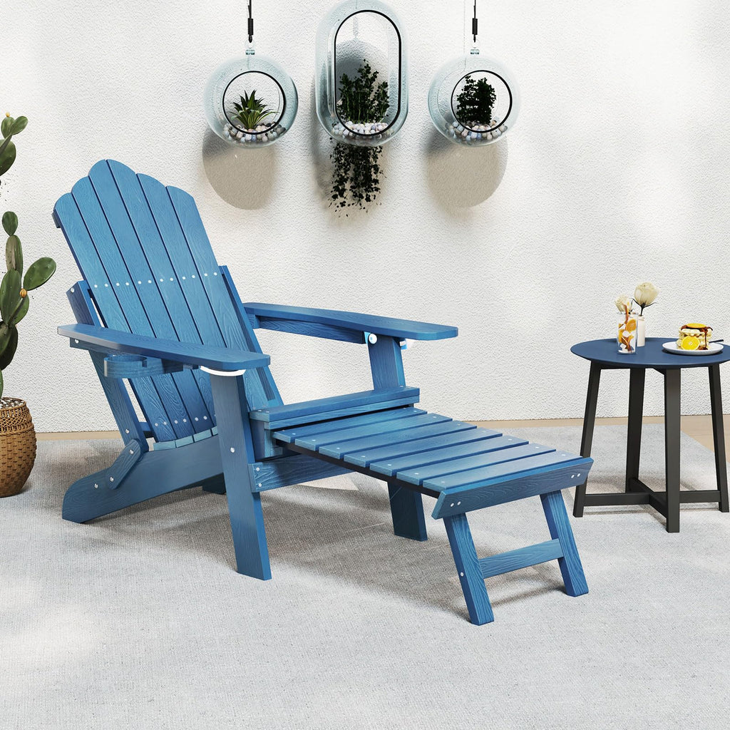 Folding Adirondack Chair with Adjustable Backrest and Ottoman Y17515