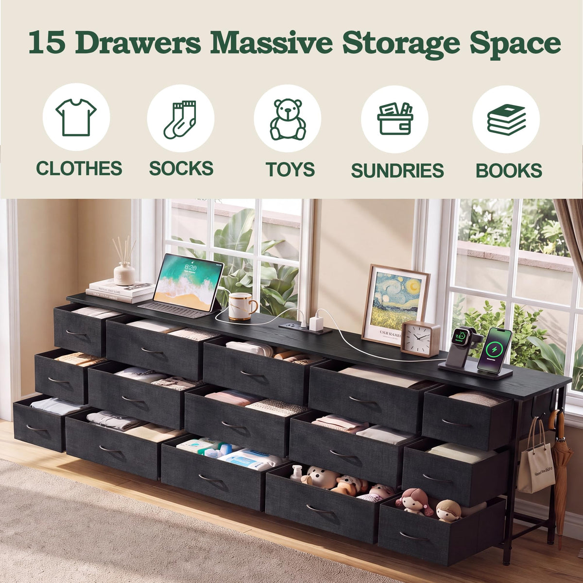 80.7" 15 Drawer Long Dresser N576