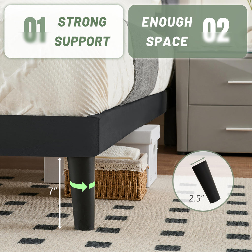 Queen Size Velvet Platform Bed Frame with Headboard V668
