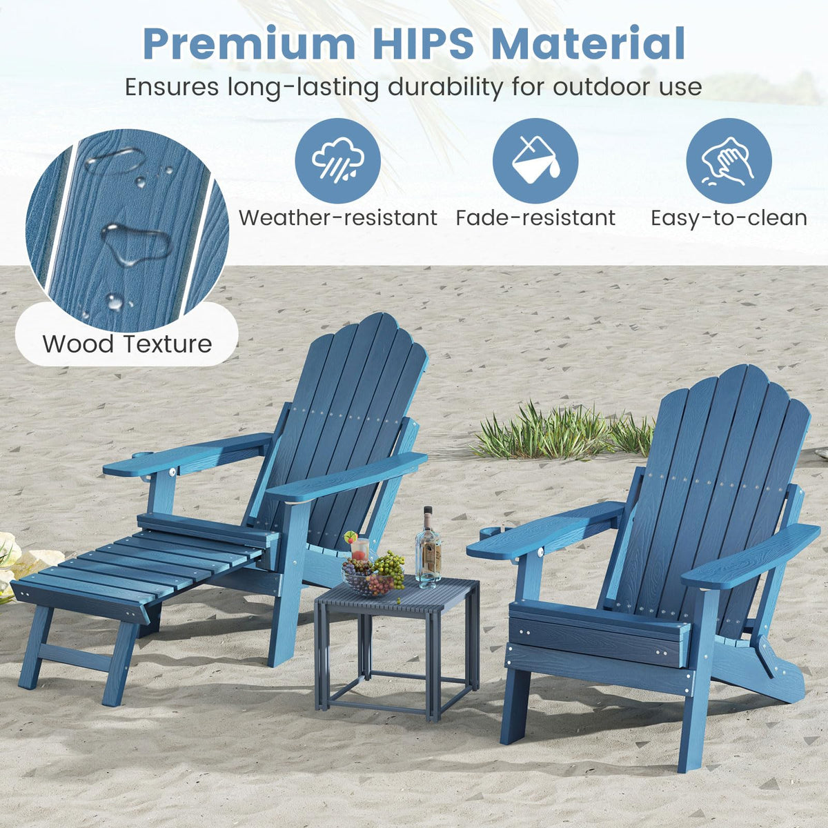 Folding Adirondack Chair with Adjustable Backrest and Ottoman Y17515