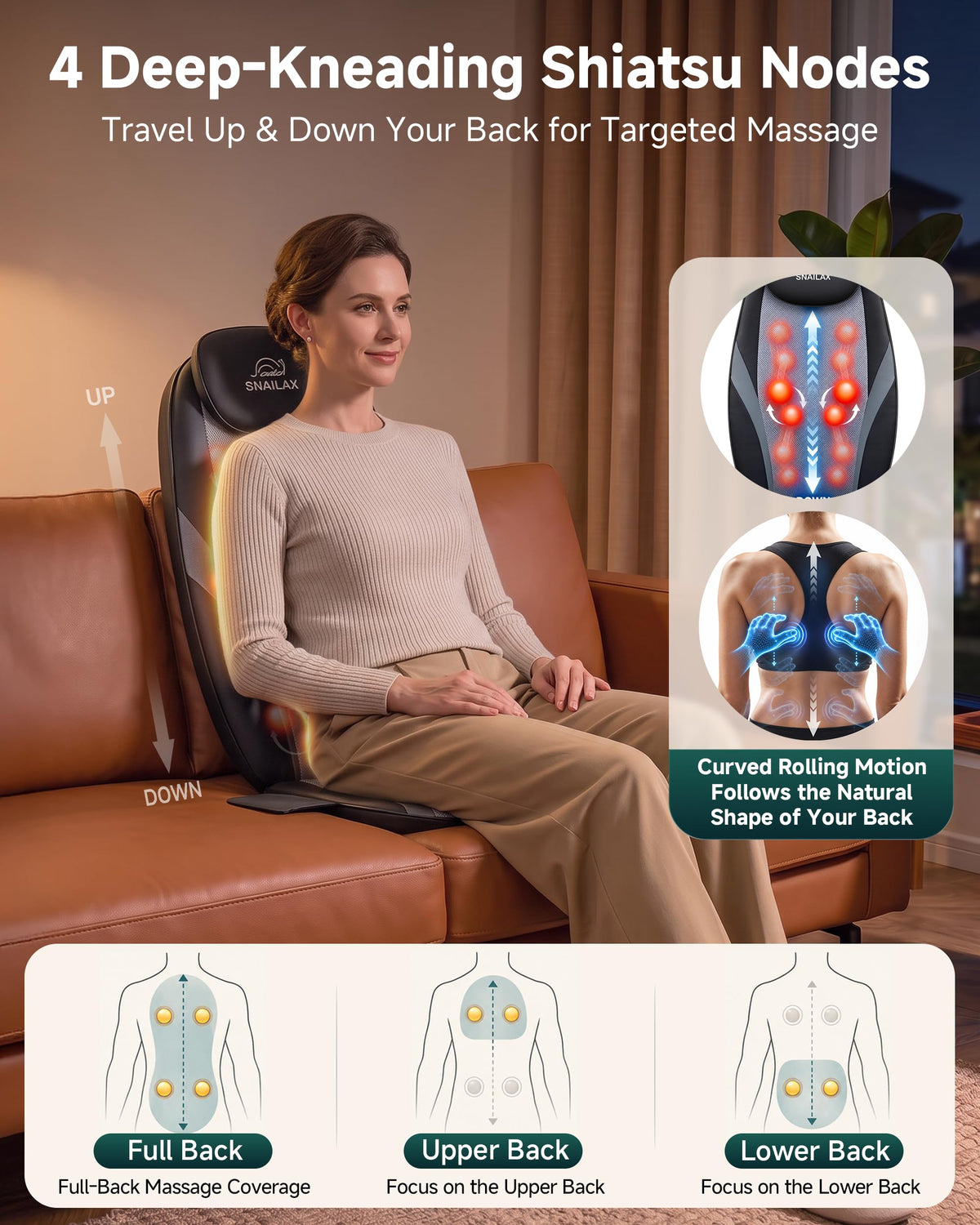 Shiatsu Back Massager with Heat Q2356