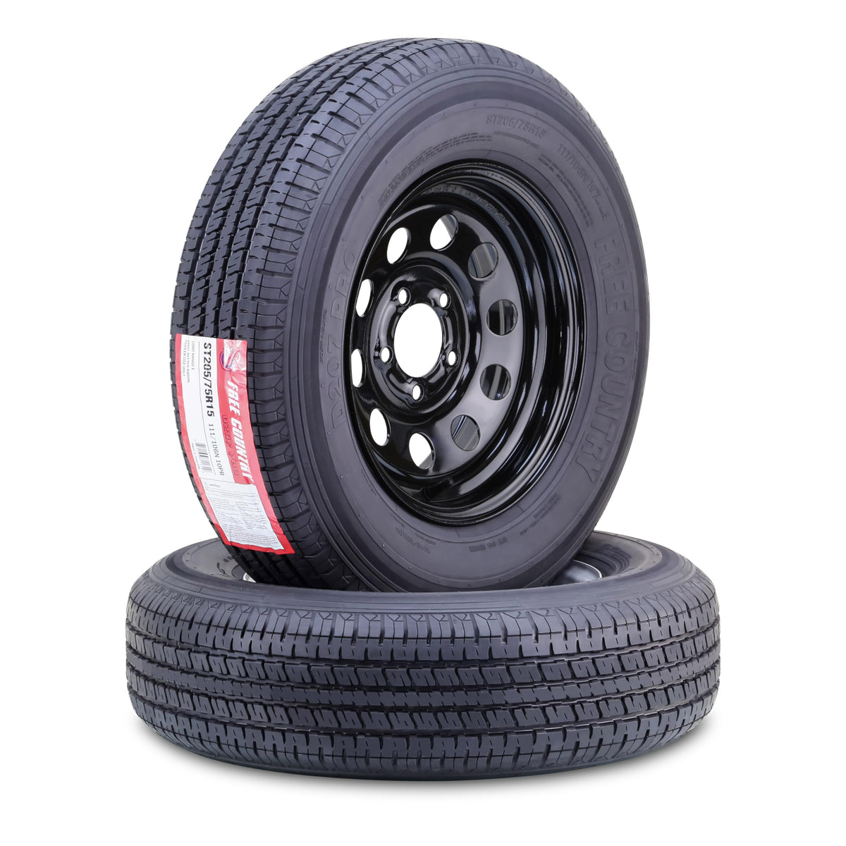 Trailer Tire Wheel ST205/75R15 10PR E 5X4.5 Black Pk2 Y535