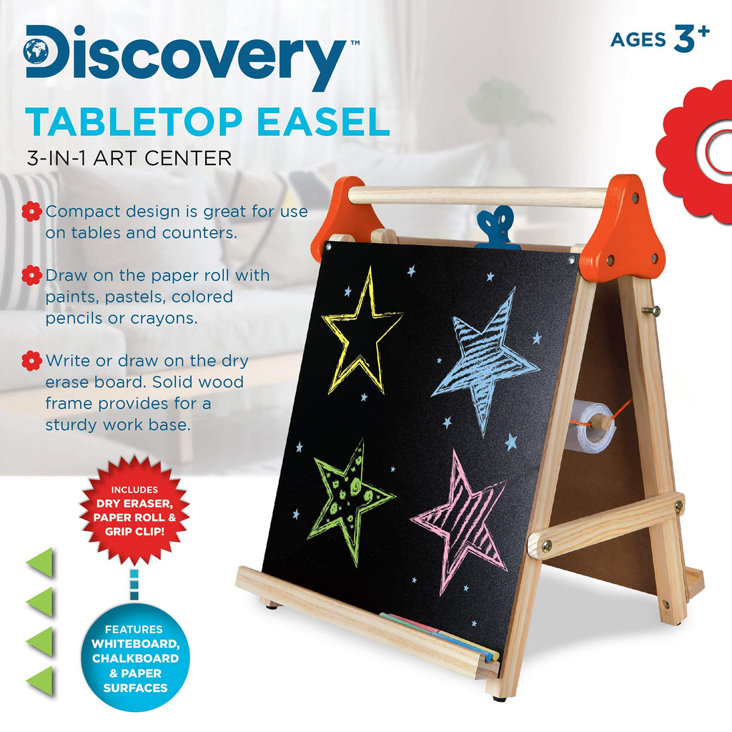 3-in-1 Tabletop Dry Erase Chalkboard Art Easel with Paper Roll N1521