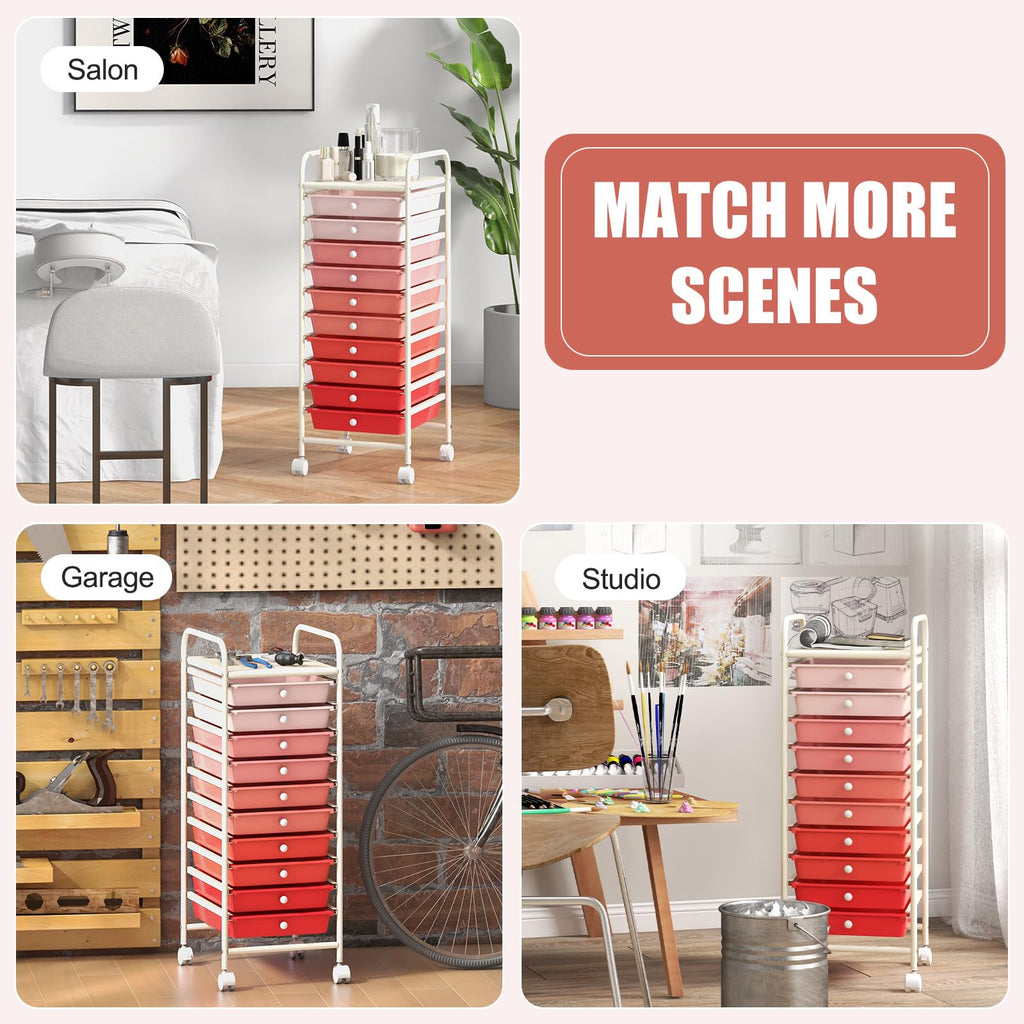 10 Drawer Rolling Storage Cart B6471