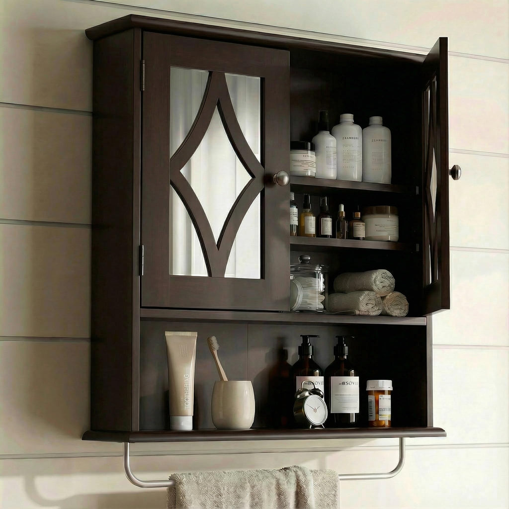 Wall Mounted Bathroom Medicine Cabinet with Towel Rack 22x25 inch P371348