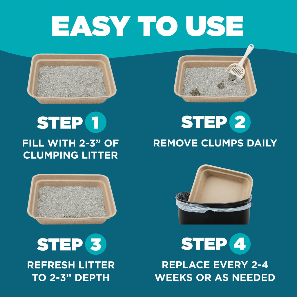 Disposable Cat Litter Box 5-Pack Large Biodegradable Recycled Pulp A53339