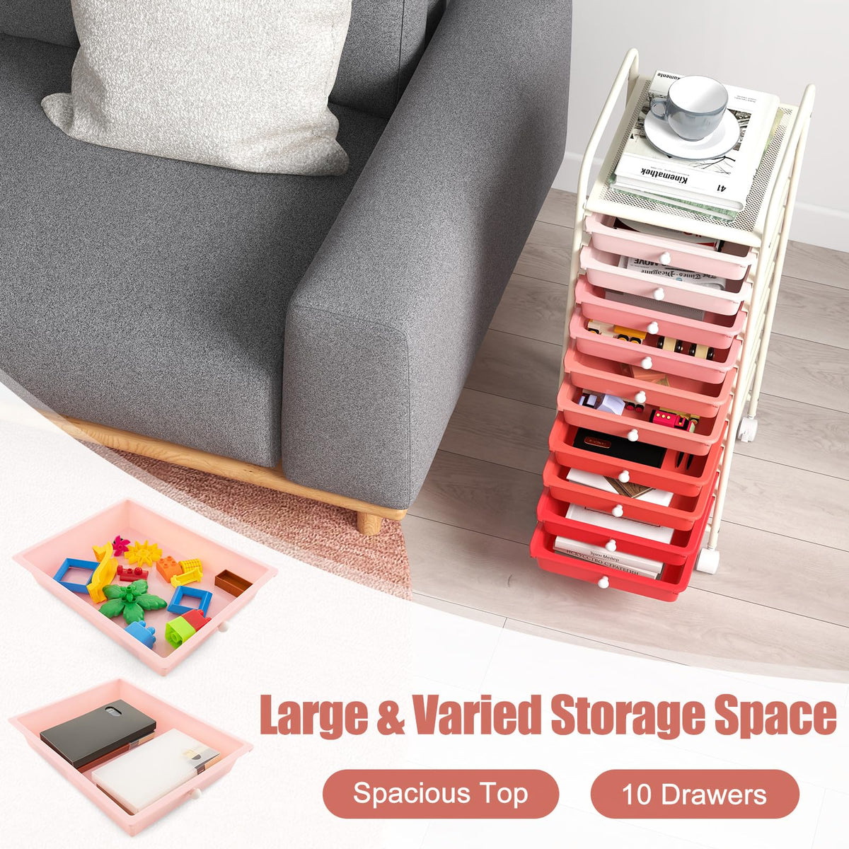 10 Drawer Rolling Storage Cart B6471