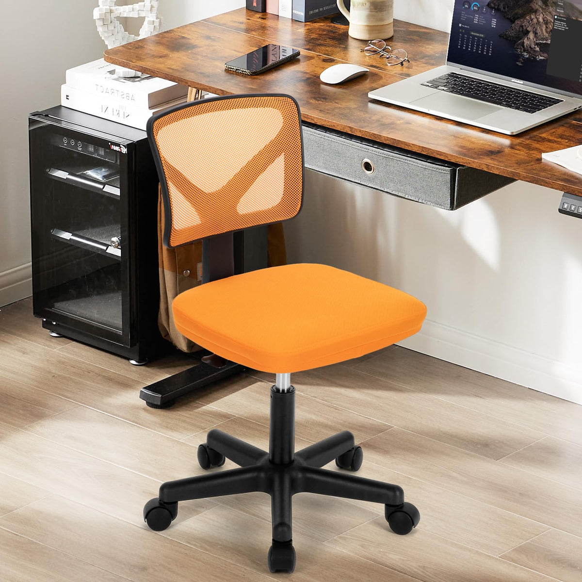Orange Mesh Ergonomic Low-Back Swivel Office Chair I3231
