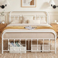 Full Size White Metal Bed Frame with Headboard O198242