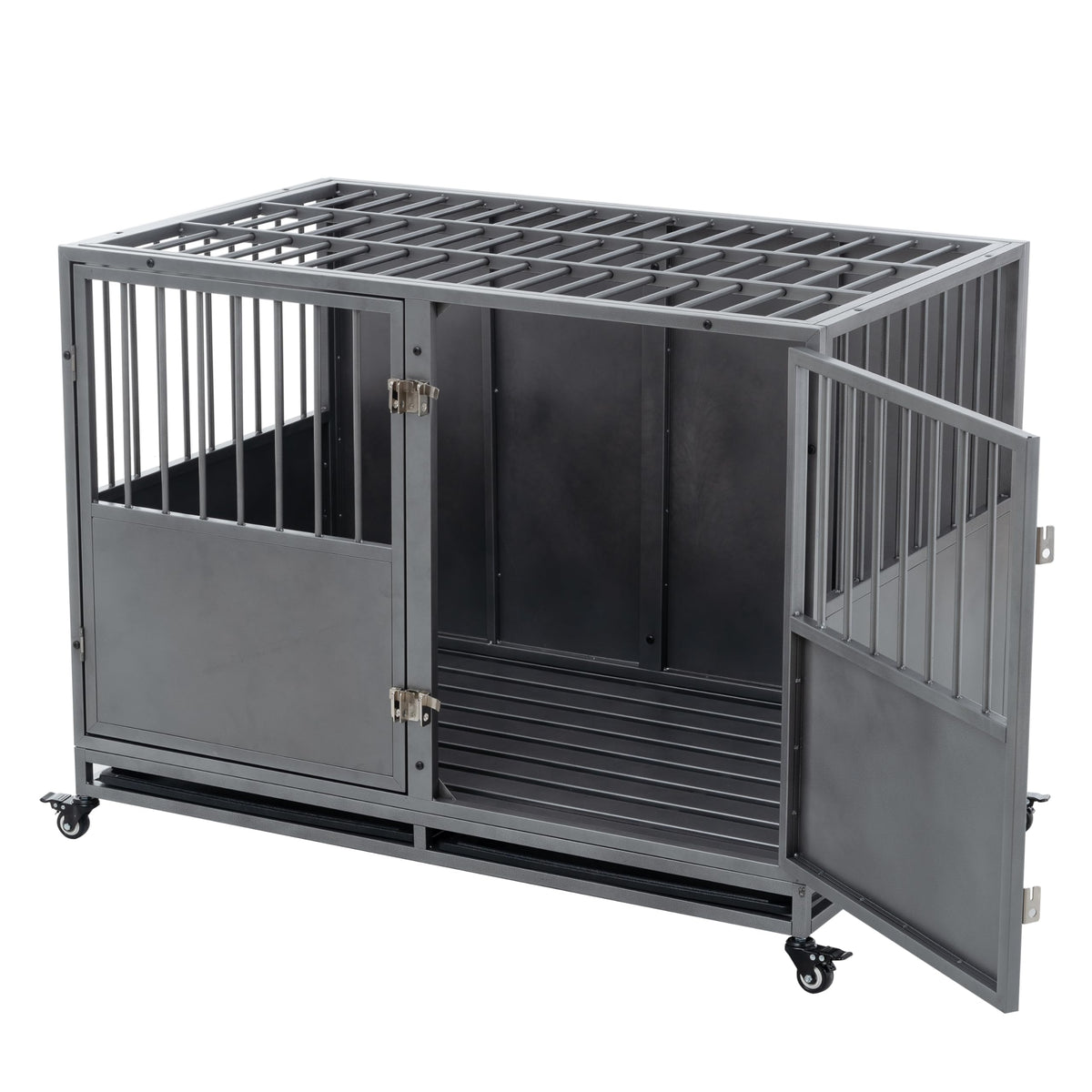 48 inch Heavy Duty Folding Metal Dog Cage with Divider Panel U28098