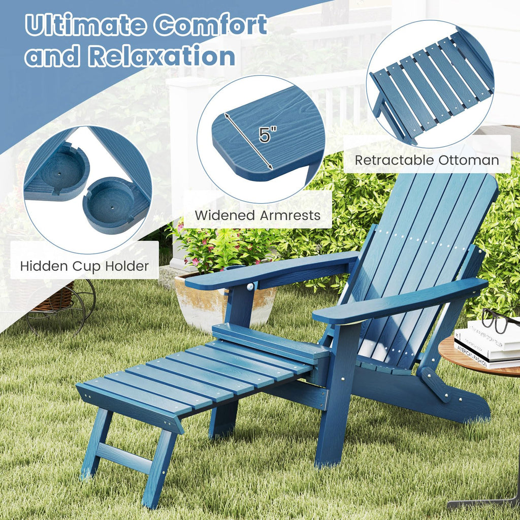 Folding Adirondack Chair with Adjustable Backrest and Ottoman Y17515