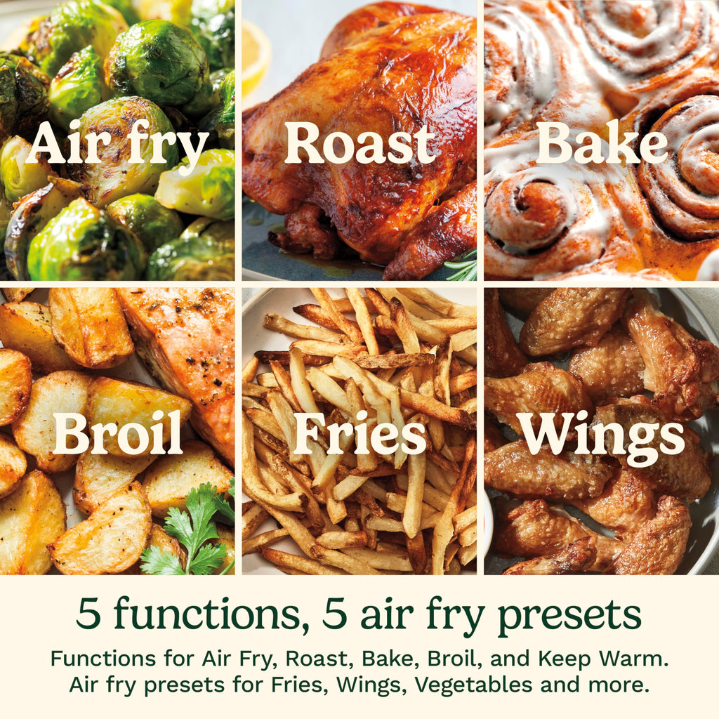 6-Quart Air Fryer with 5 Cooking Functions, Stainless Steel & Black L78831