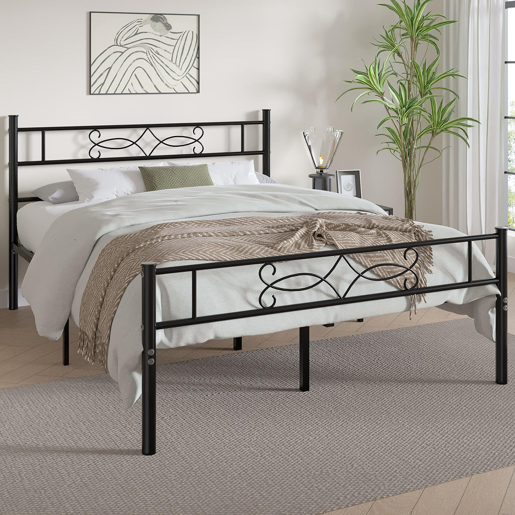 14" Full Size Metal Platform Bed Frame with Headboard N8414